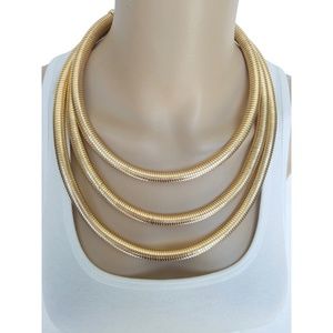 Gold Strand Necklace and Earring Set